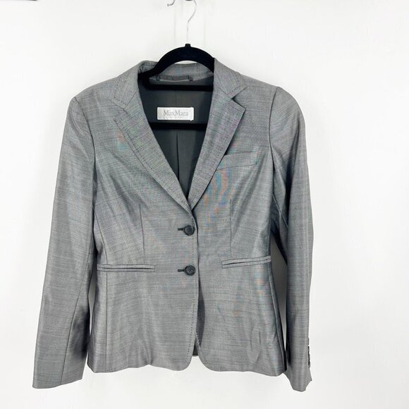 ✅ Max Mara Made In Italy Light Gray Jacket Wool Blend Blazer Size 4 $1150 - Picture 1 of 5